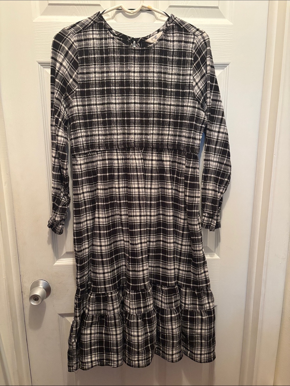 Terra & Sky Black and White Plaid Midi Dress